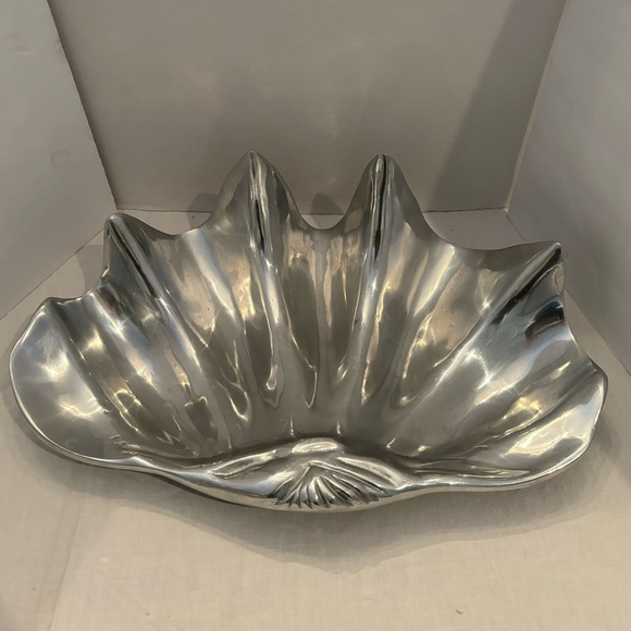 Coastal Tridacna Shell Silvered Metal Bowl - Picture 1 of 7